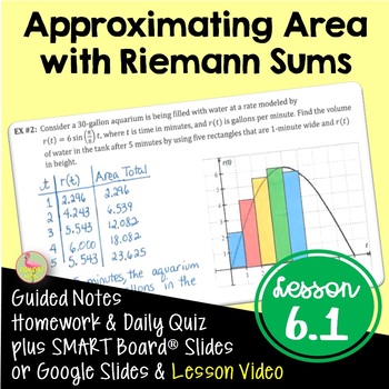 Preview of Calculus Approximating Area Using Riemann Sums with Lesson Video (Unit 6)