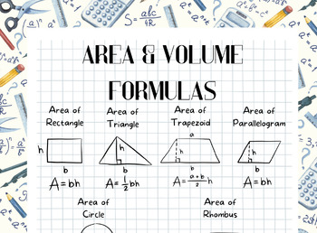Preview of Area & Volume Formulas