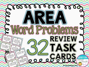 Preview of Area Word Problem Task Cards - Set of 32 Common Core Aligned 4.MD.A.3