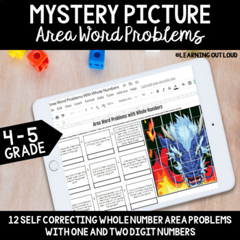 Preview of Area Word Problems with Whole Numbers Digital Mystery Pictures