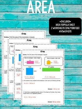 Area Worksheet by Simply Inclusion TPT
