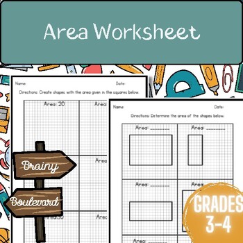 Area Worksheet / Homework by Brainy Boulevard TPT