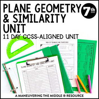 Preview of 7th Grade Geometry Unit | Area, Circumference, and Scale Drawings | CCSS Notes