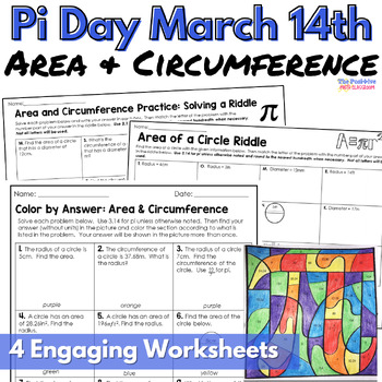 Preview of Pi Day Area and Circumference Of Circle Worksheets