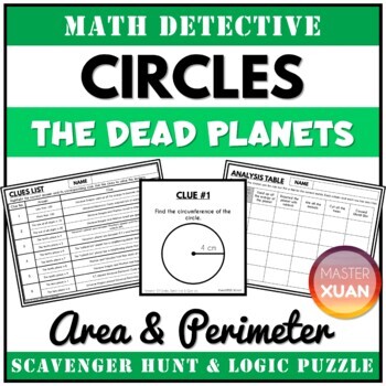 Preview of Area and Circumference of Circles Activity - Scavenger Hunt & Math Logic Puzzles