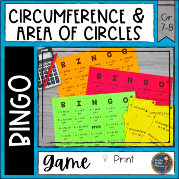 Preview of Area & Circumference of Circles BINGO Math Game - 7th Grade Math Review Activity