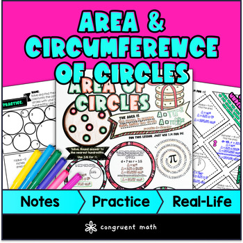Preview of Area and Circumference of Circles Guided Notes & Doodles