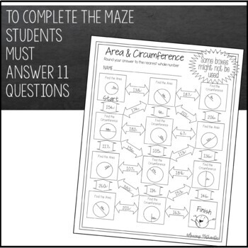 Area And Circumference Of Circles Maze Worksheet By
