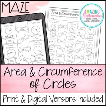 Area and Circumference of Circles Worksheet – Maze Activity