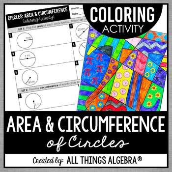 Preview of Area and Circumference of Circles Pi Day | Coloring Activity