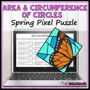 Preview of Area and Circumference of Circles Spring Pixel Puzzle