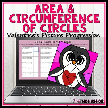 Preview of Area and Circumference of Circles Valentine's Day Progression Art
