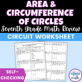 Area and Circumference of Circles Worksheet Self Checking 