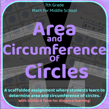Preview of Area and Circumference of Circles with GOOGLE FORM for Distance Learning