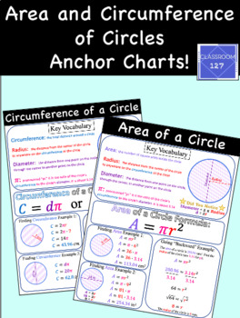 Preview of Area and Circumference of a Circle Anchor Charts