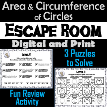 Preview of Area and Circumference of a Circle Activity: Breakout Escape Room Geometry Game