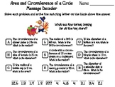 Area and Circumference of a Circle Thanksgiving Math Activ