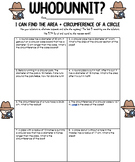 Area and Circumference of a Circle Word Problems Editable 