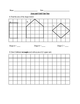 Preview of Area and Grids Assessments