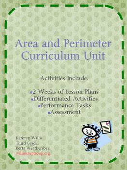 Preview of Area and Perimeter 10 day lesson plan and unit Common Core
