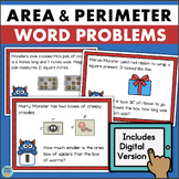 Area and Perimeter Word Problems Measurement Task Cards Ma