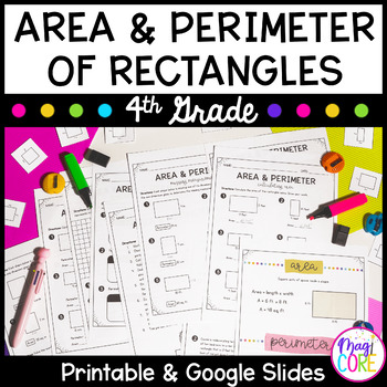 Preview of Area and Perimeter of Rectangles - 4th Grade Math - Print & Digital - 4.MD.A.3