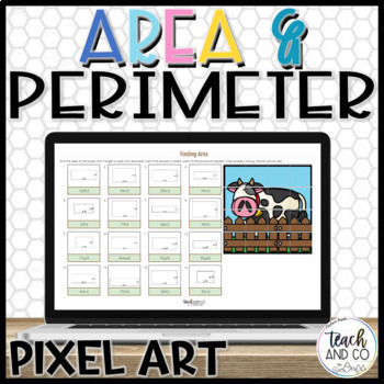 Preview of Area and Perimeter Activities for 4th Grade |Mystery Picture Pixel Art | Digital