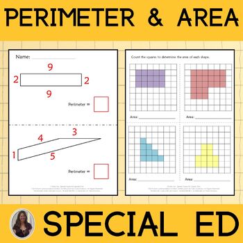 Preview of Area and Perimeter Worksheets Special Education State Testing Prep & Review