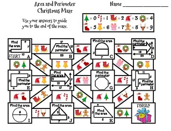 Area and Perimeter Activity: Christmas Math Maze by Science Spot