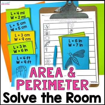 Preview of Area and Perimeter Activity - Spring Math Solve the Room - Measurement Practice