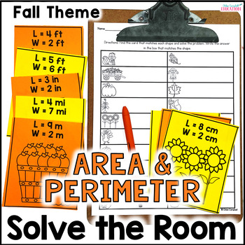 Preview of Area and Perimeter Activity - fall Math Solve the Room - Measurement Practice