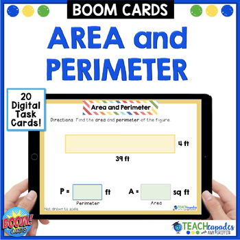 Preview of Area and Perimeter BOOM Digital Task Cards - Math TEKS 3.6C 3.7B