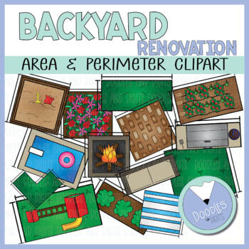 Preview of Area and Perimeter Backyard Math Clipart (Home Renovation Series)