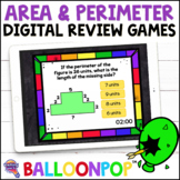 3rd Grade Area & Perimeter Digital Math Review Games BalloonPop™