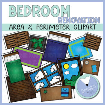 Preview of Area and Perimeter Bedroom Math Clipart (Home Renovation Series)