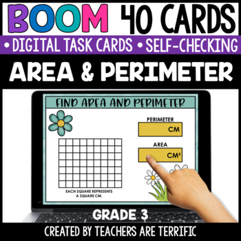 Preview of Area and Perimeter Boom Cards Grade 3 - Digital
