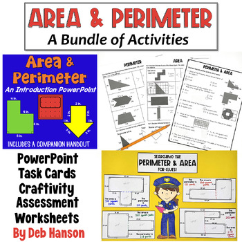 Preview of Area and Perimeter Bundle of Activities: Worksheets, Task Cards, PowerPoint