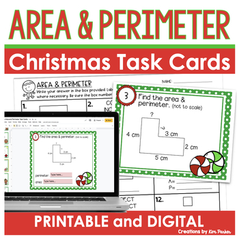 Preview of Christmas Task Cards Math Area and Perimeter