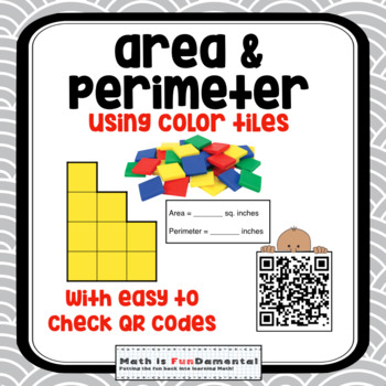 Preview of Area and Perimeter Hands On Color Tile Activity w/ Self-checking QR codes