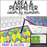 Area & Perimeter Color by Number Worksheets 4th, 5th Grade