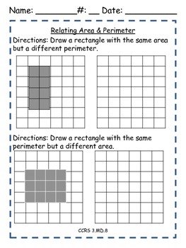 Area and Perimeter - Common Core Worksheets by Melia Griffith | TpT