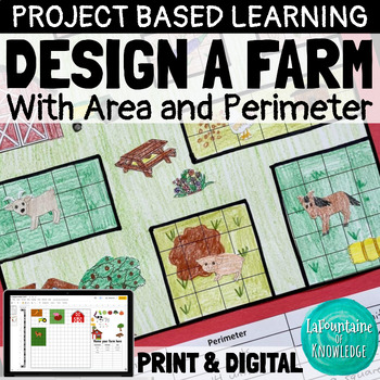 Preview of Area and Perimeter Design a Farm Challenge Math Activity PRINT and DIGITAL