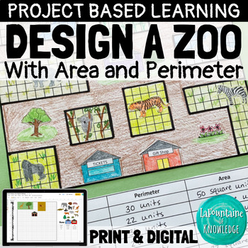 Preview of Area and Perimeter Design a Zoo Challenge Math Activity PRINT and DIGITAL