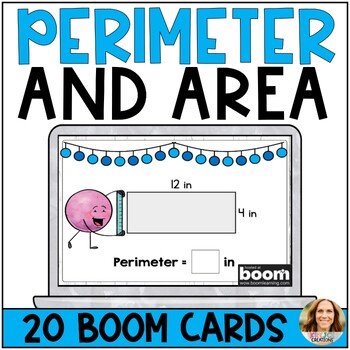 Preview of Area and Perimeter of Rectangles Digital Boom Cards - 4th Grade Math Review