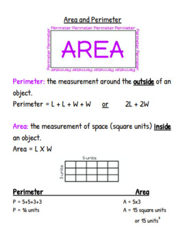 Preview of Area and Perimeter Digital Chart