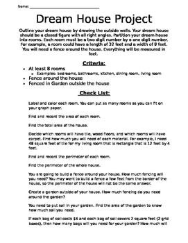 Preview of Area and Perimeter Dream House Project