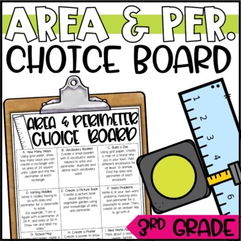 Preview of Area and Perimeter Enrichment Activities - Math Menu, Choice Board