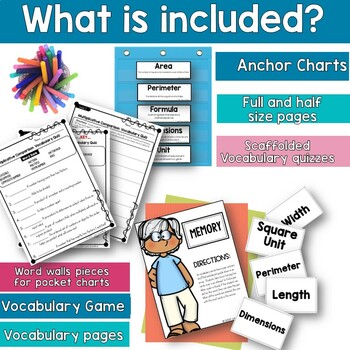 Area and Perimeter Vocabulary and Anchor Chart Pack by Liana's Small World