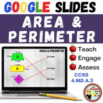 Preview of Area and Perimeter GOOGLE Slides I Digital Area Activities I Assessments