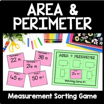 Preview of Area & Perimeter Hands on Activity, Practice & Review, Montessori Math Game Sort
